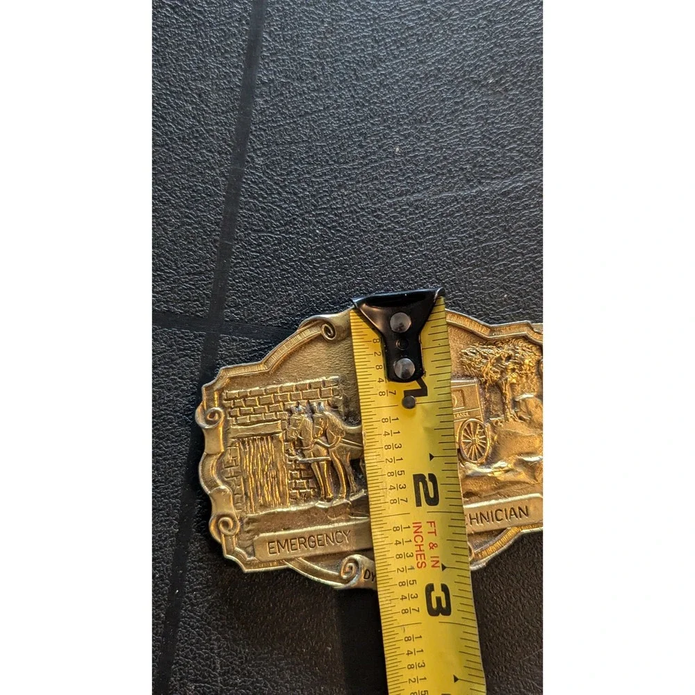 Vintage Emergency Medical Technician EMT‎ Brass Belt Buckle Dyna Med Carlsbad CA